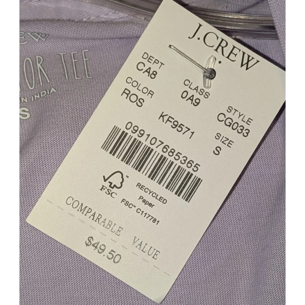 J. Crew Collector Tee‎ Lavender Purple Floral Rose Print Crew Neck Small NWT $50